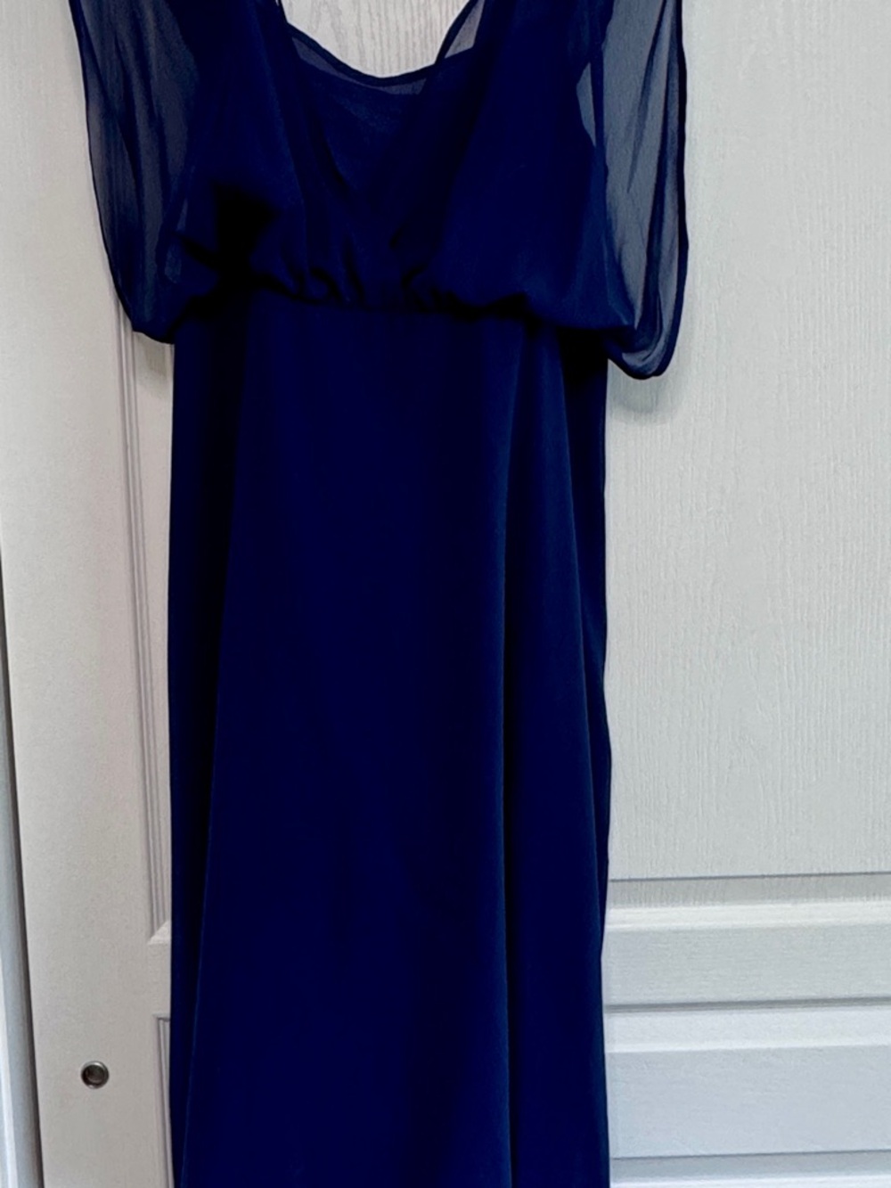 Navy High-Low Chiffon Overlay Dress